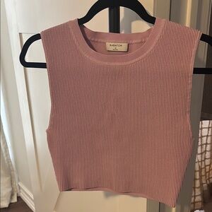 Babaton Pink Sleeveless Ribbed Top